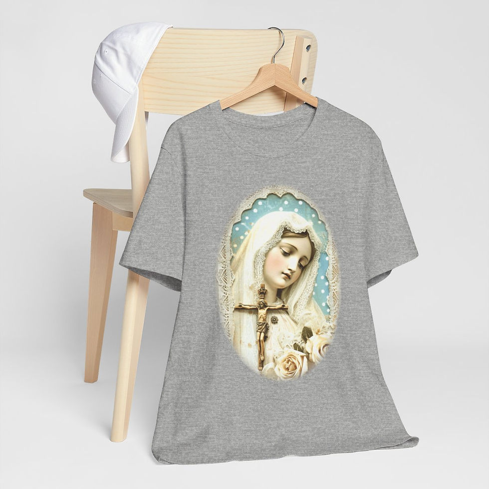 Thumbnail: Shabby Virgin Mary T-Shirt Ave Maria Religious Faith Art Tee Catholic Gifts