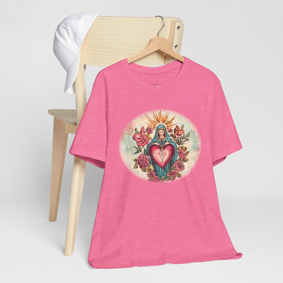 Thumbnail: Virgin Mary T-Shirt Shabby Mother Mary Immaculate Heart Catholic Art Tee
