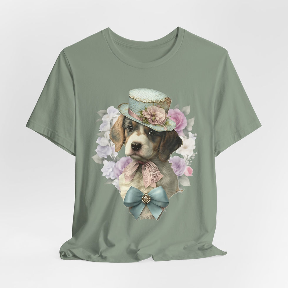Thumbnail: Victorian Dog T-Shirt Shabby Dog in Top Hat Roses Artistic Gift Dog Lover Tee