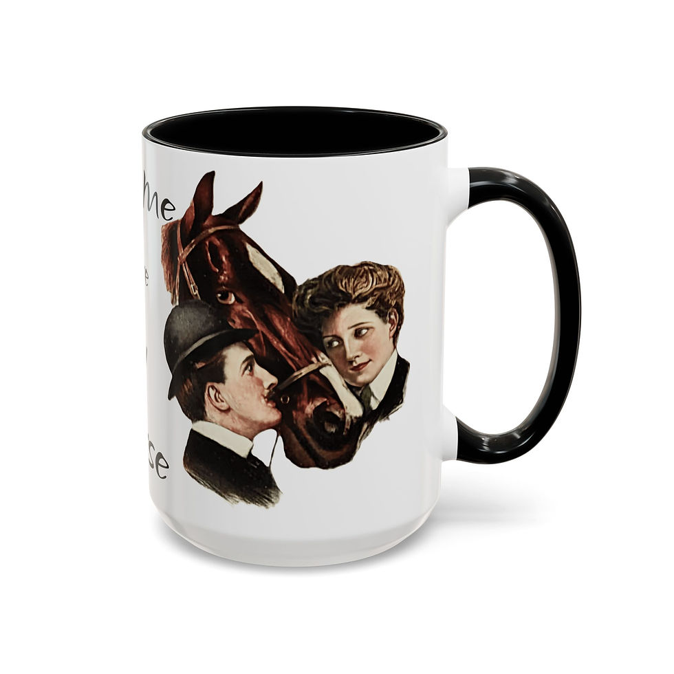 Thumbnail: Fun Equestrian Coffee Mug Me Love My Horse Victorian Couple Art Gift