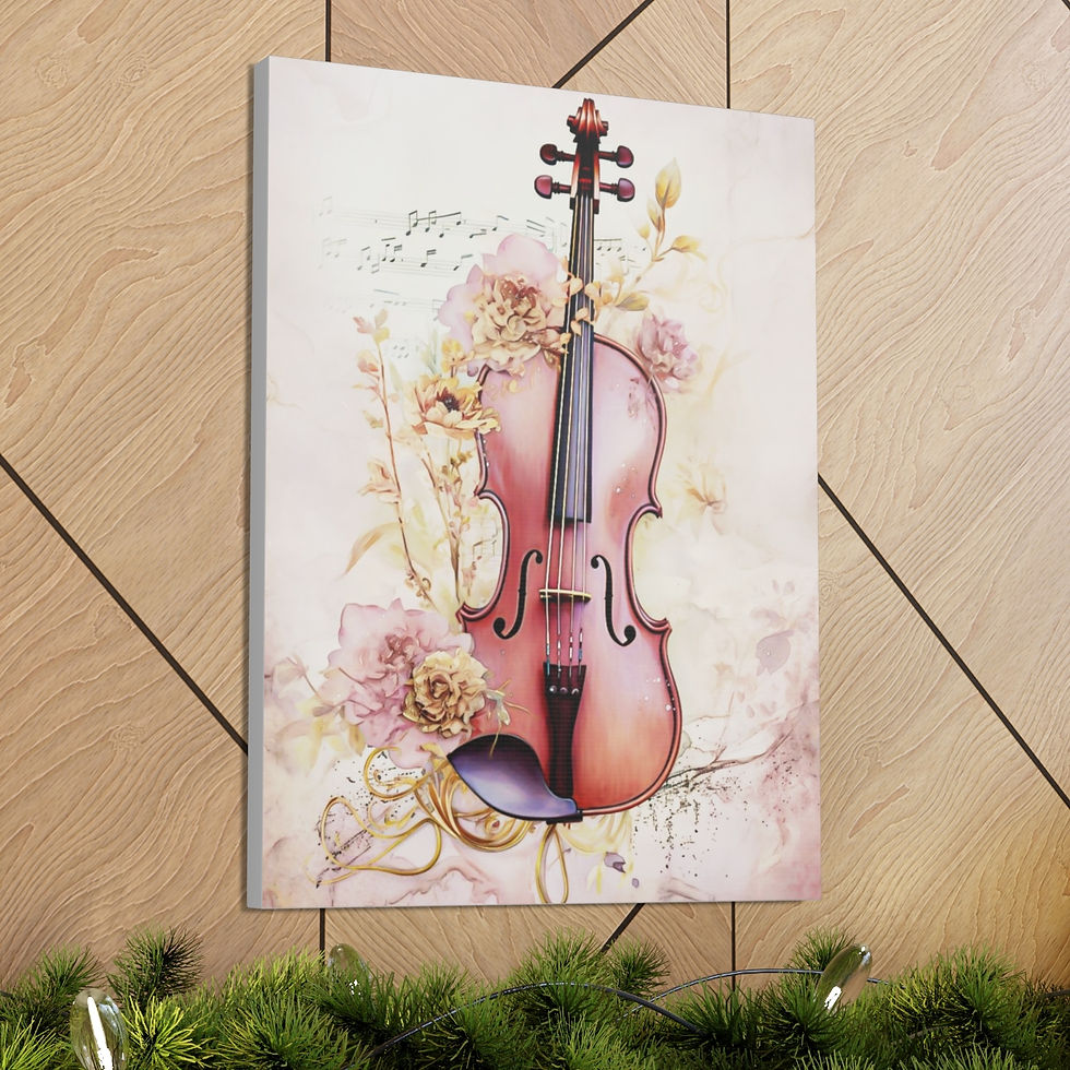 Thumbnail: Shabby Roses Violin Canvas Art Music Theme Art Print Musical Instruments Decor 