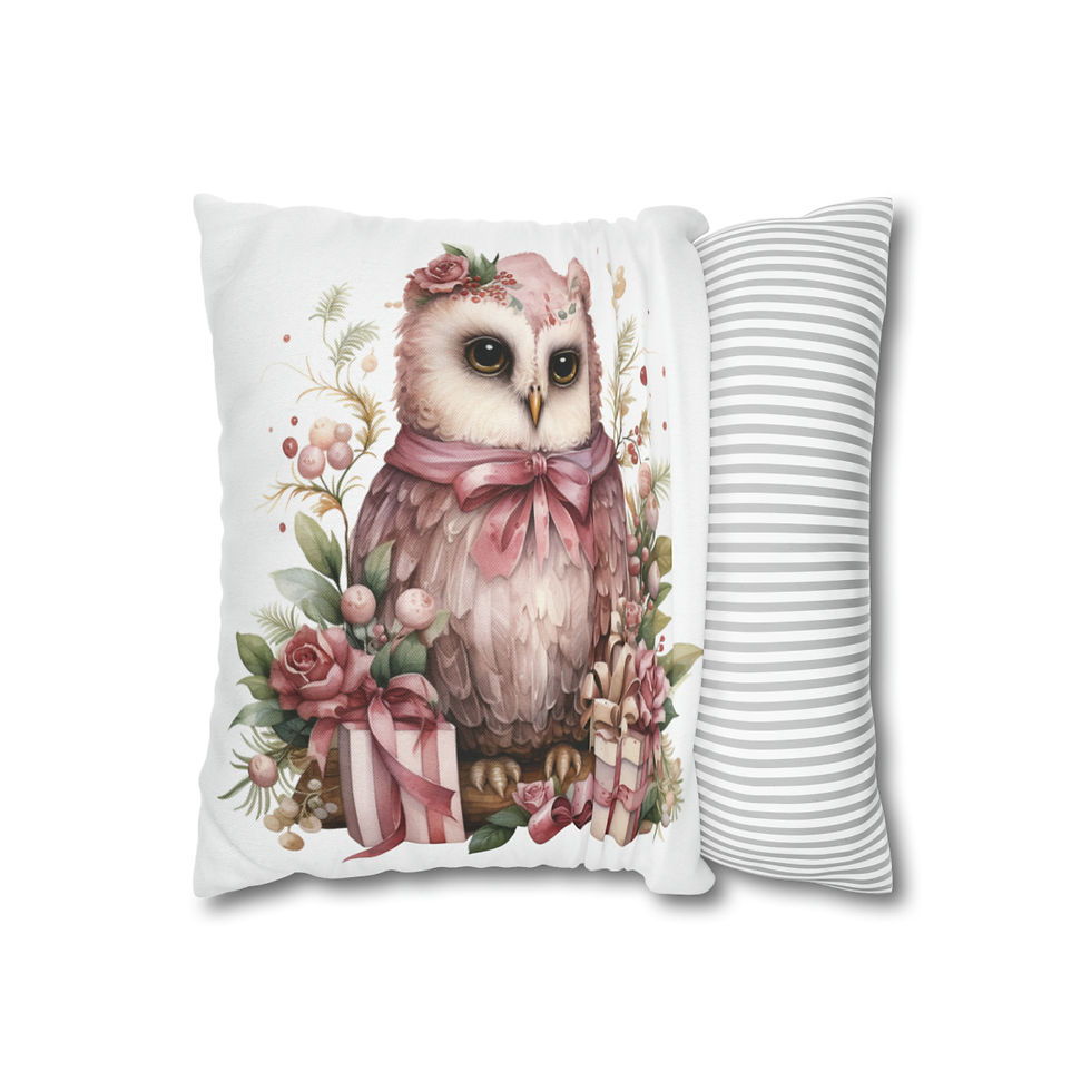 Thumbnail: Shabby Chic Owl Throw Pillow cover French Victorian Ornament Christmas Decor