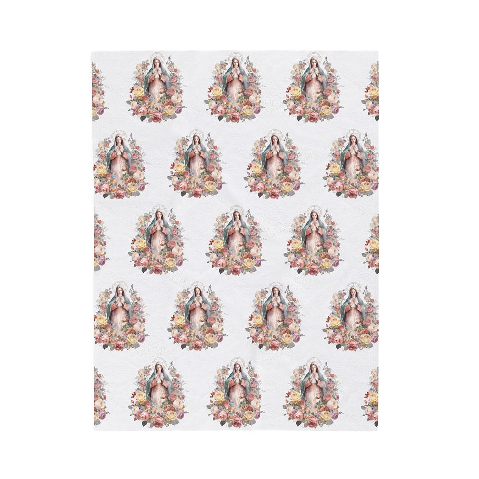 Thumbnail: Velveteen Throw Blanket Virgin Mary Religious Decor Gifts of Faith