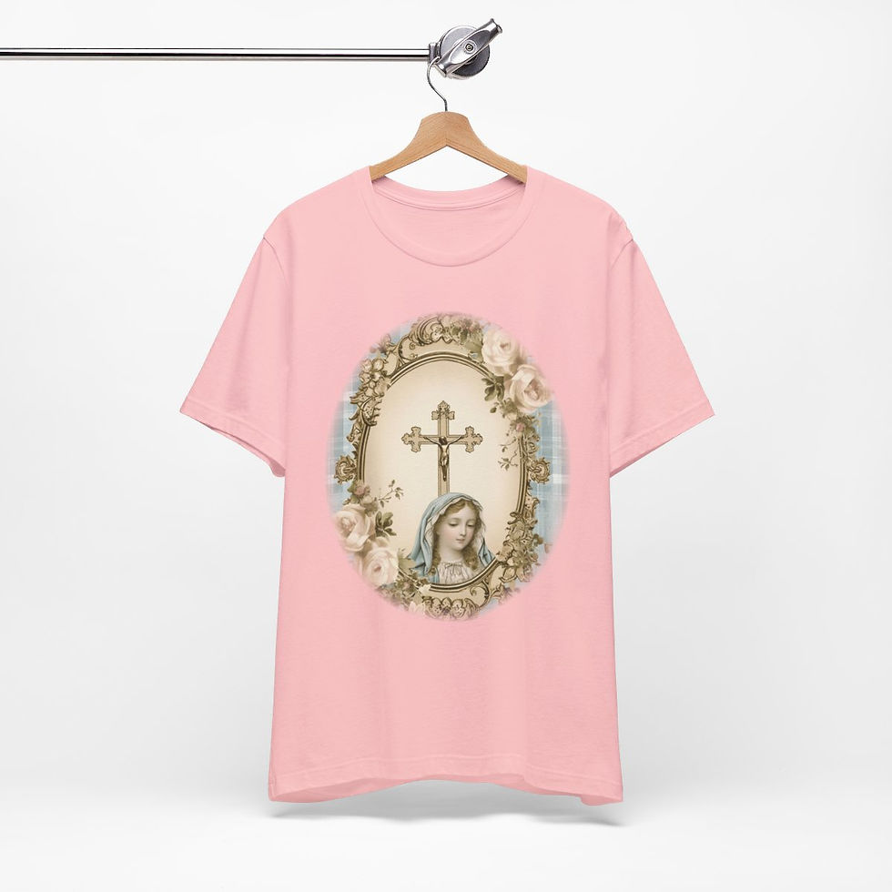 Thumbnail: Virgin Mary T-Shirt Shabby French Madonna Ave Maria Art Tee Catholic Faith Gifts
