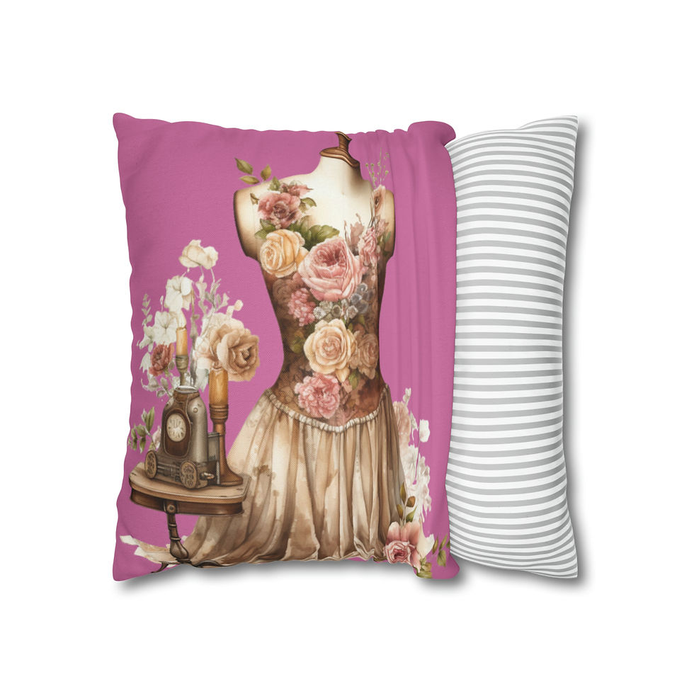 Thumbnail: Pink Artistic Throw Pillow cover Shabby French Victorian Roses Nostalgic decor