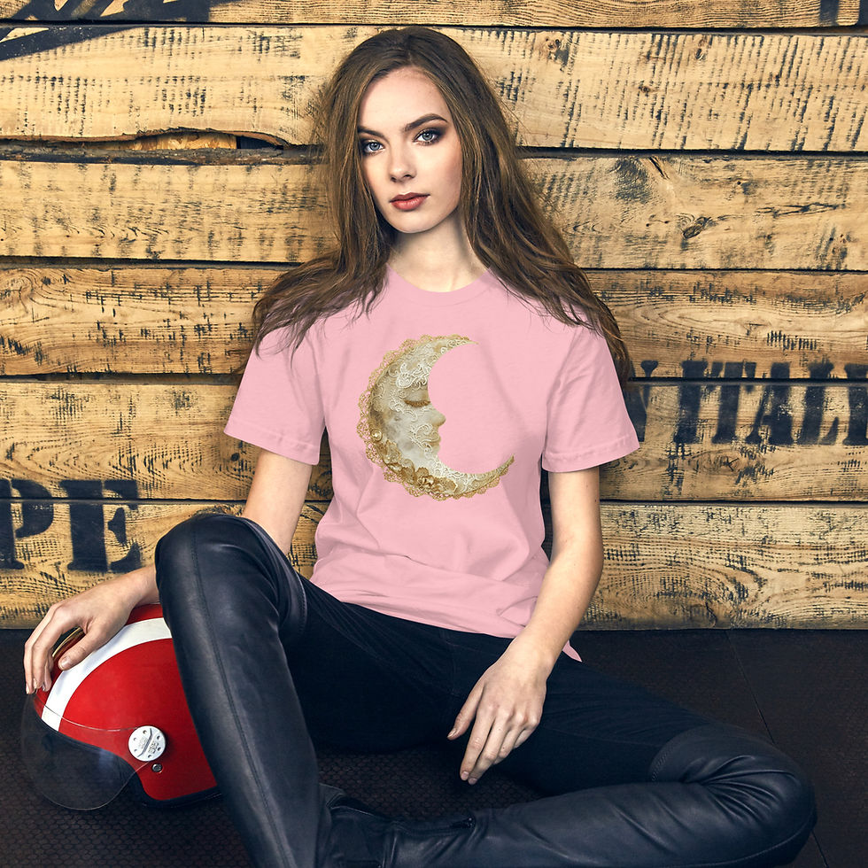 Thumbnail: Boho Crescent Moon T-shirt Vintage Victorian Style Tee Artistic Gift