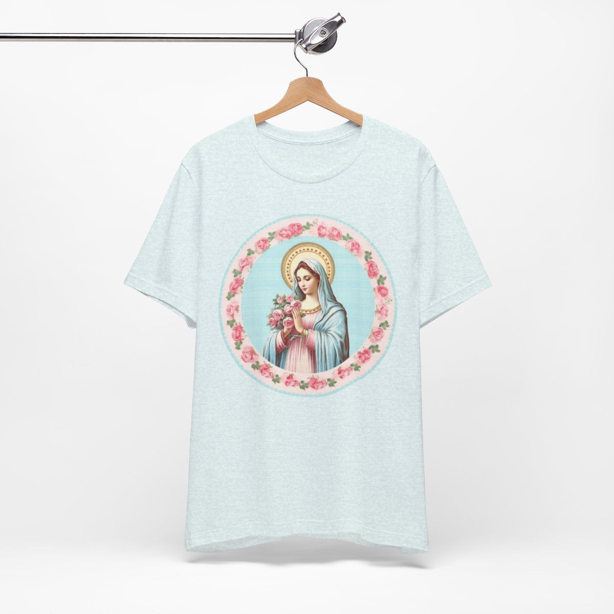Shabby Virgin Mary T-Shirt Religious Faith Pastel Art Tee Vintage Catholic Gifts