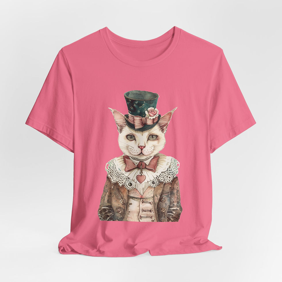 Thumbnail: Victorian Cat Art T-Shirt Shabby Male Kitty Expressive Artistic Cat Lover Gift