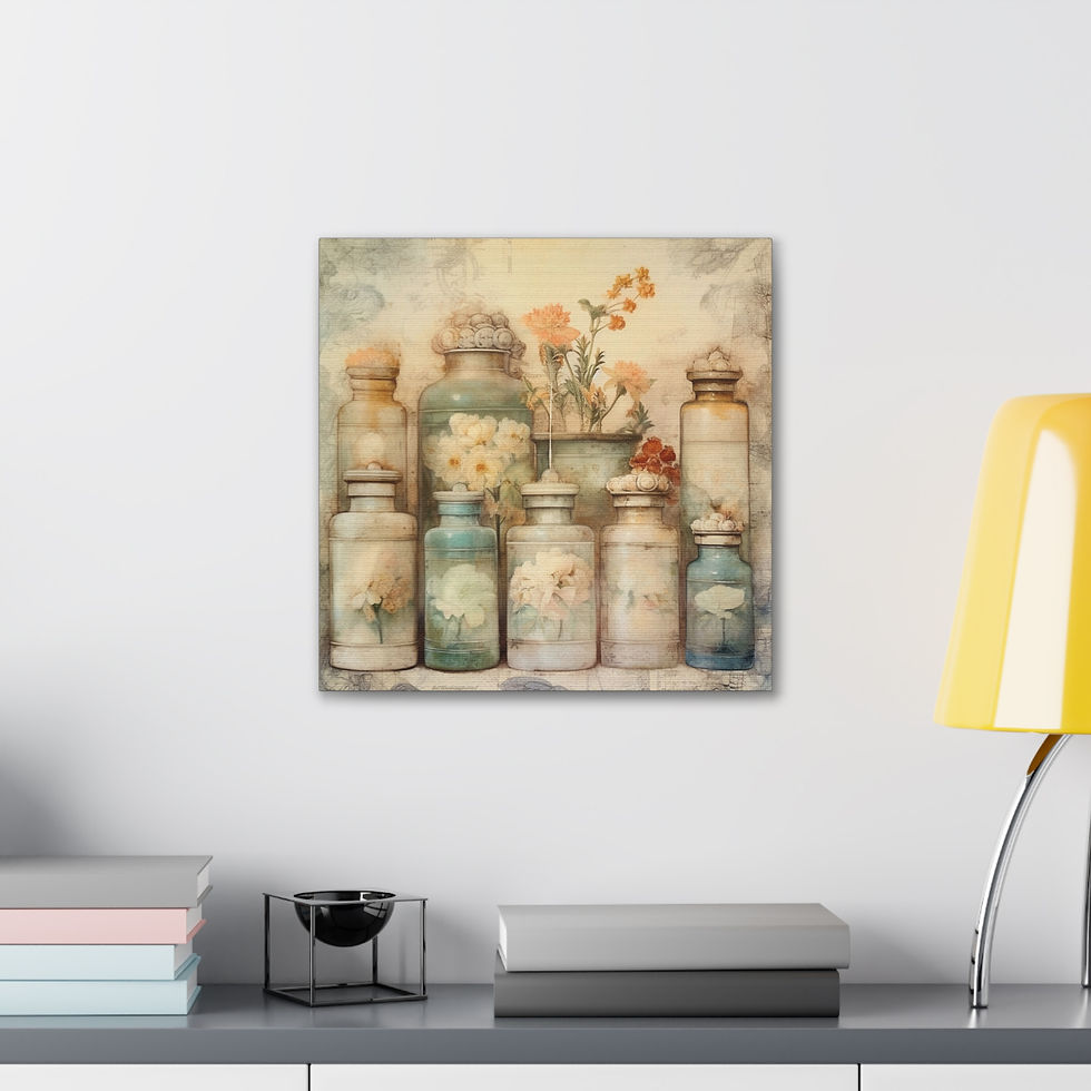 Thumbnail: Canvas Art Jars Bottles Flowers Shabby Chic Decor French Country Wall Hanging