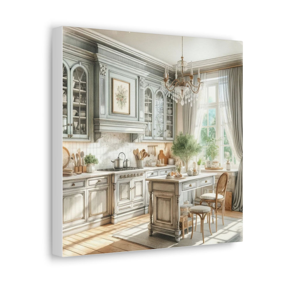 Thumbnail: Shabby French Country Kitchen Canvas Art Farmhouse Cottage Kitchen Pastel Print