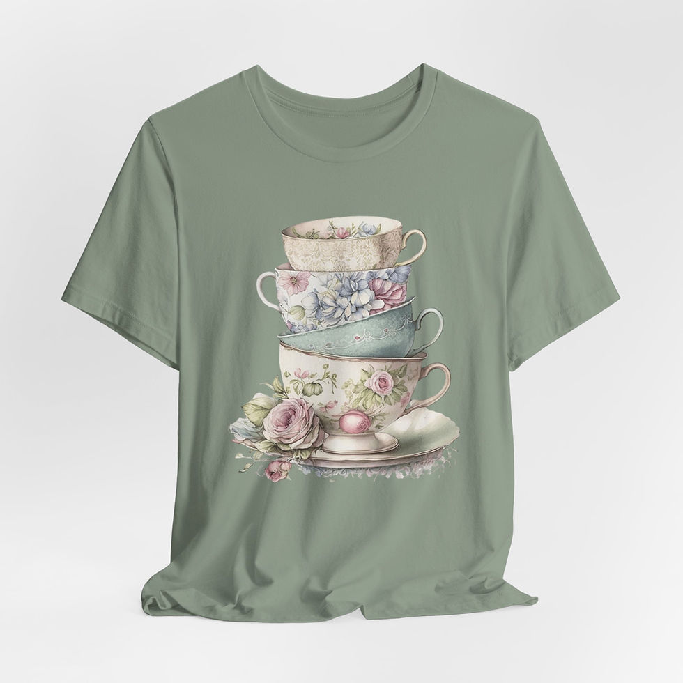 Thumbnail: Artistic T-Shirt Shabby Teacups Tea Lover Gift Victorian Statement Art Apparel