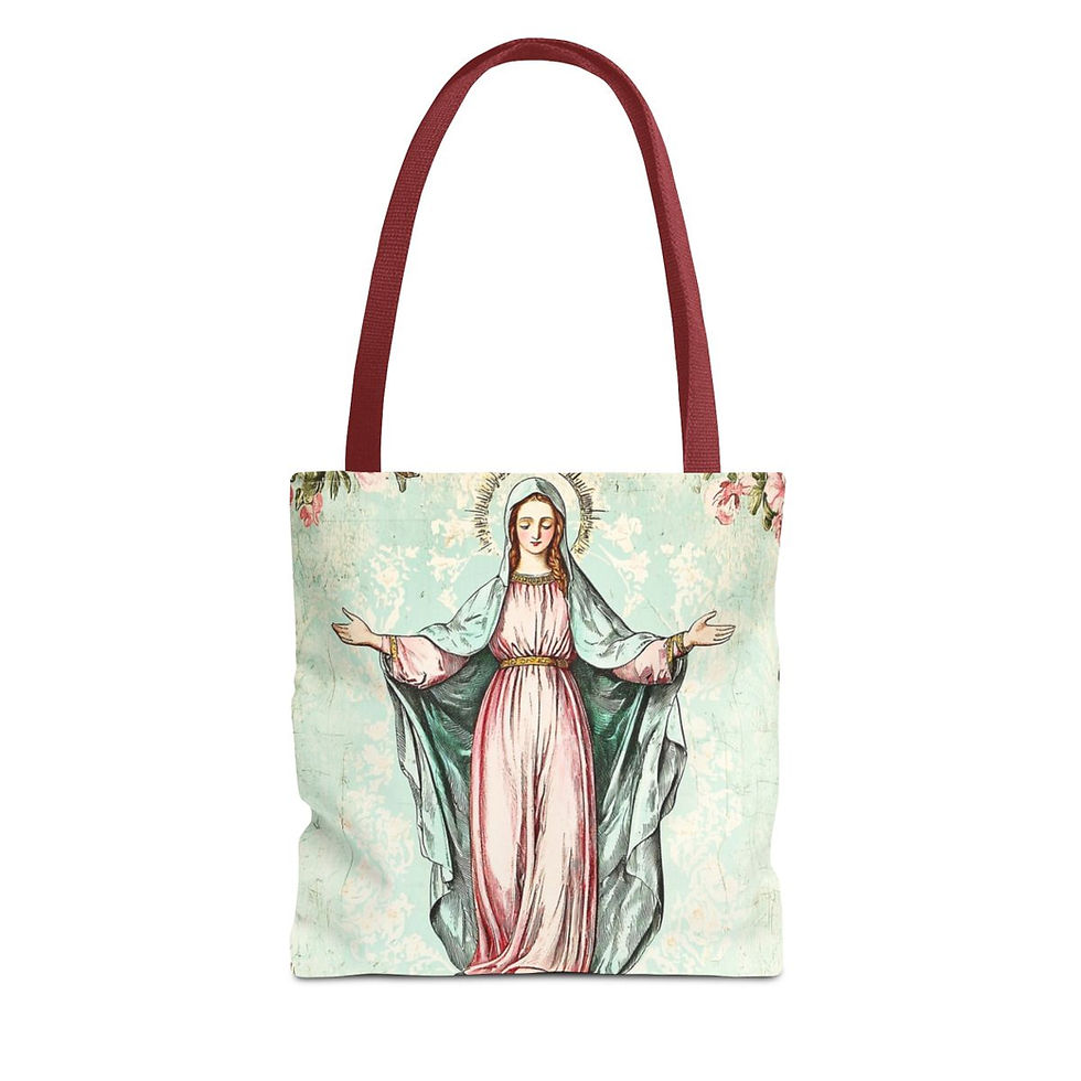 Thumbnail: Shabby Religious Artistic Tote Bag Vintage Virgin Mary Peaceful Catholic Gift