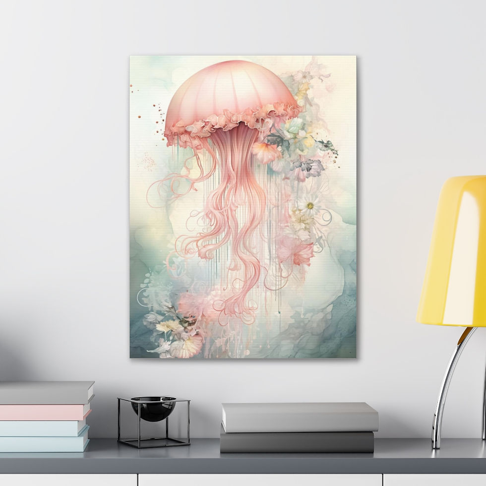 Thumbnail: Shabby Canvas Art Peaceful Under the Sea Artwork Watercolor Print Wall Decor 