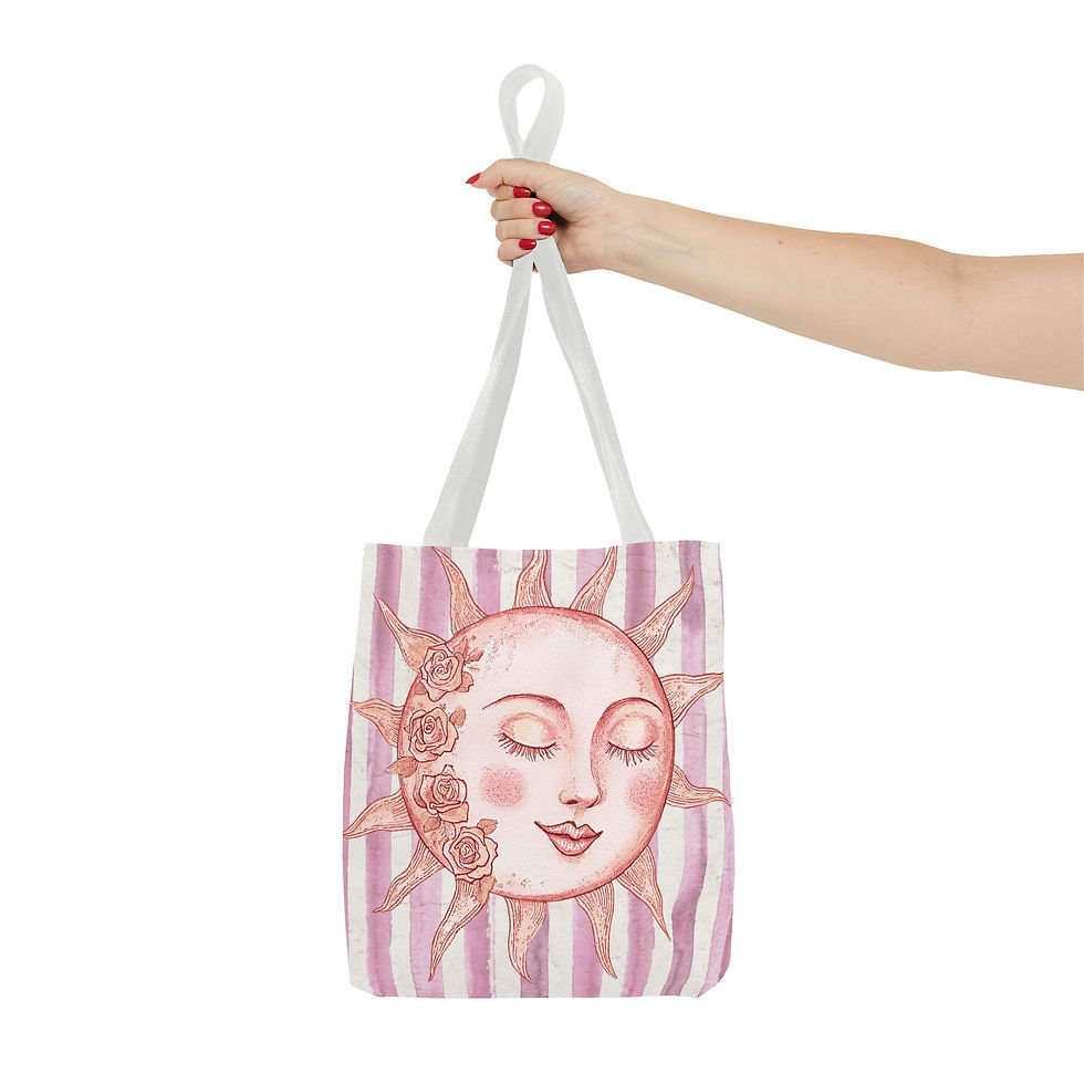 Thumbnail: Artistic Celestial Tote Bag Boho Sun Art Shabby Pink Trendy Expressive Gift