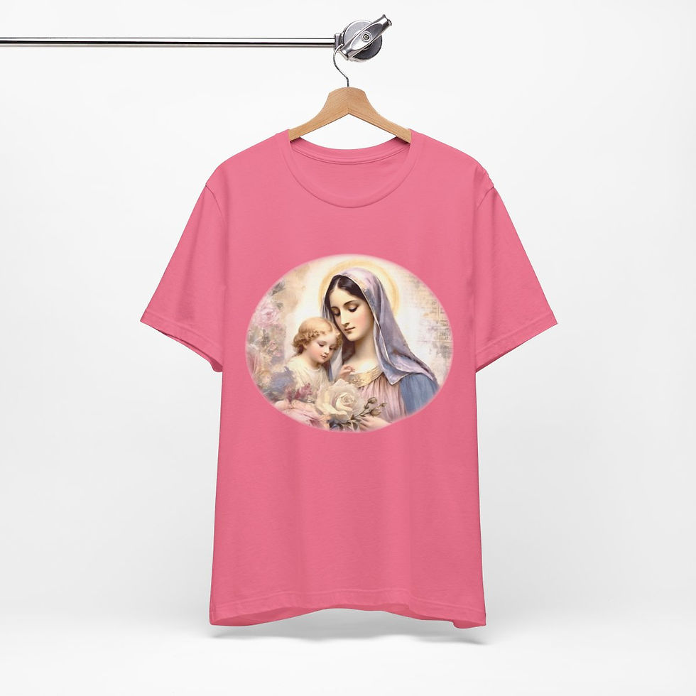 Thumbnail: Virgin Mary T-Shirt Madonna Jesus Shabby Ave Maria Art Tee Catholic Faith Gifts