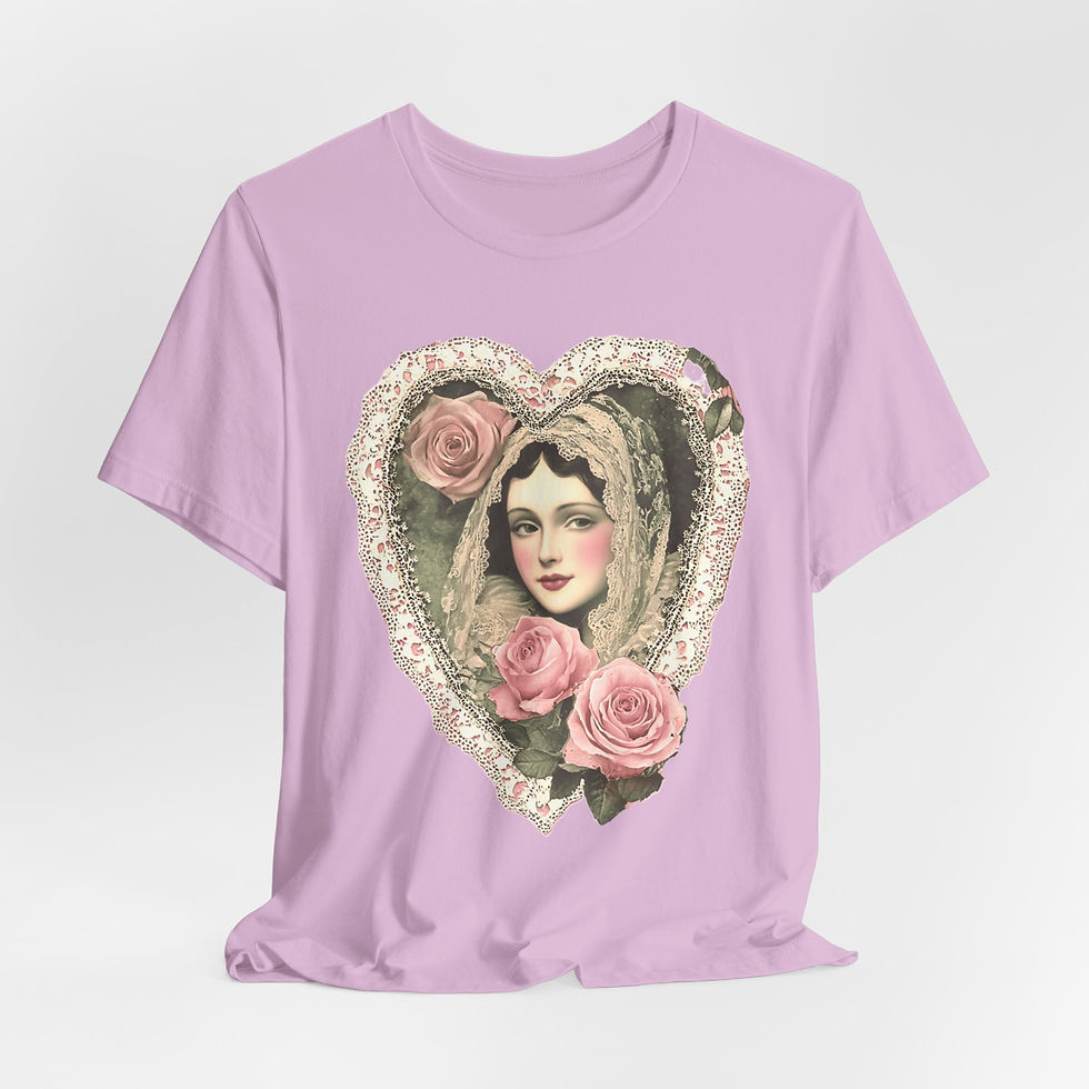 Thumbnail: Artistic T-Shirt Shabby Virgin Mary Pink Roses Religious Tee Catholic Faith Gift