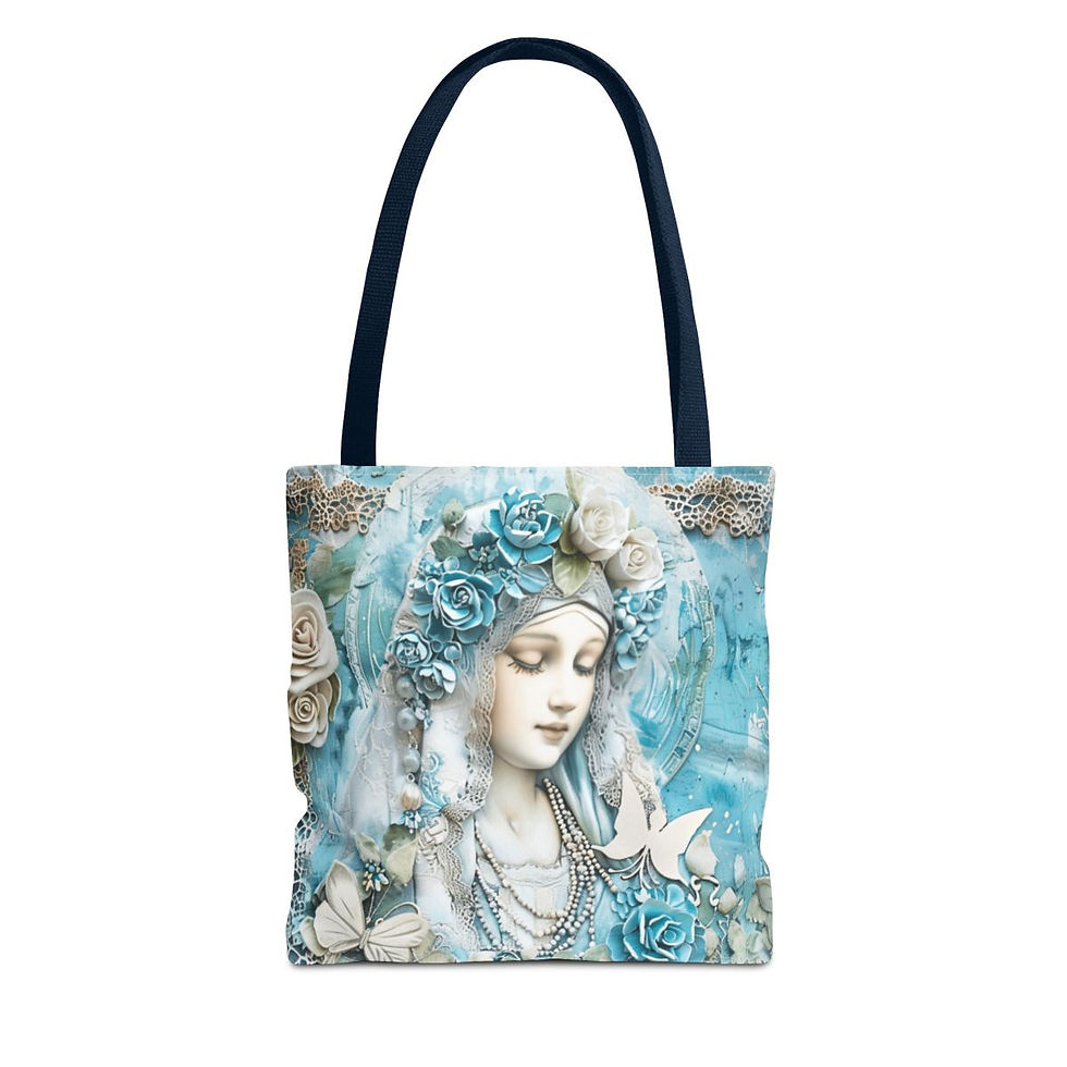 Thumbnail: Shabby Virgin Mary Tote Bag Mother Mary Vintage Religious Peaceful Catholic Gift