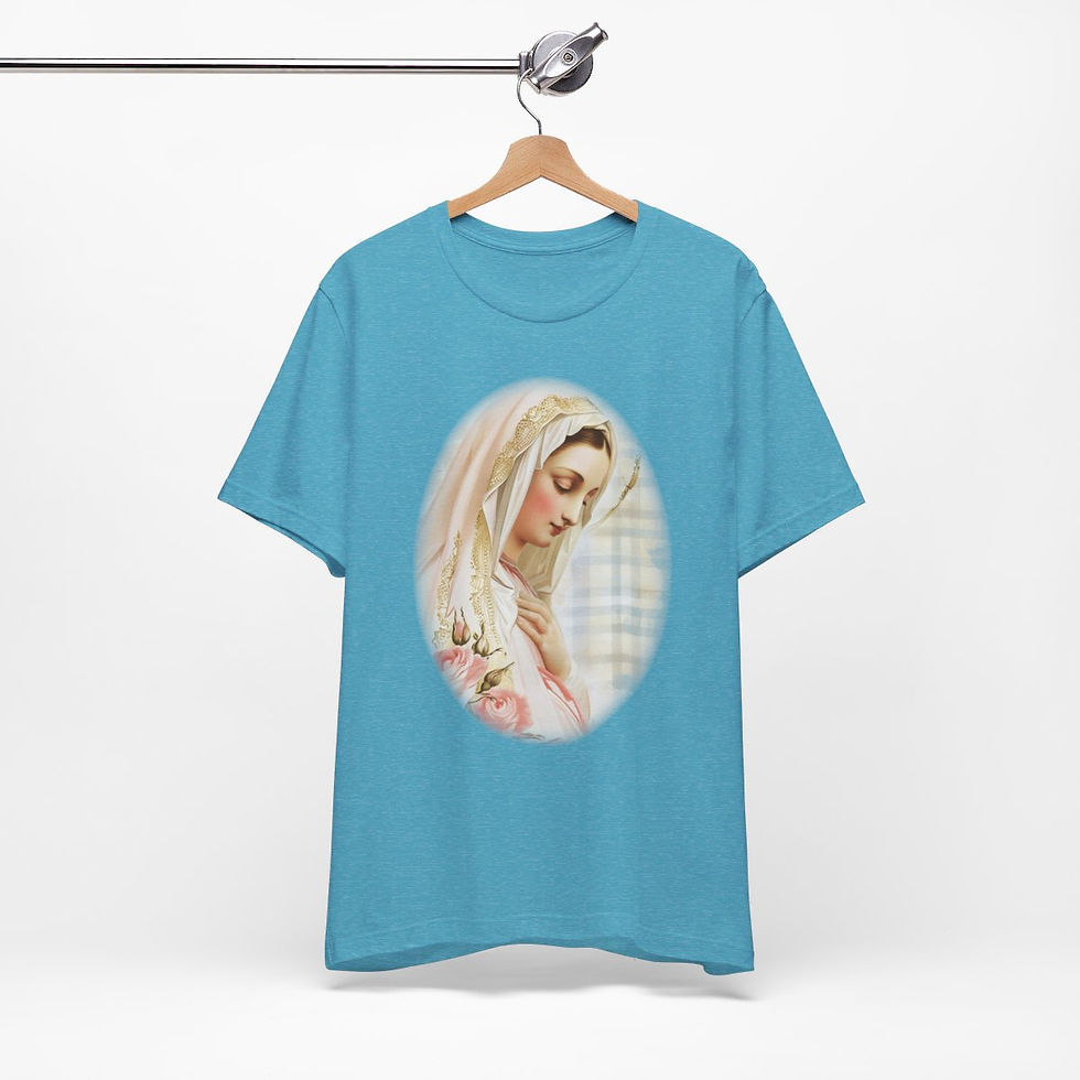 Thumbnail: Shabby Virgin Mary T-Shirt Ave Maria Religious Faith Art Tee Catholic Gifts