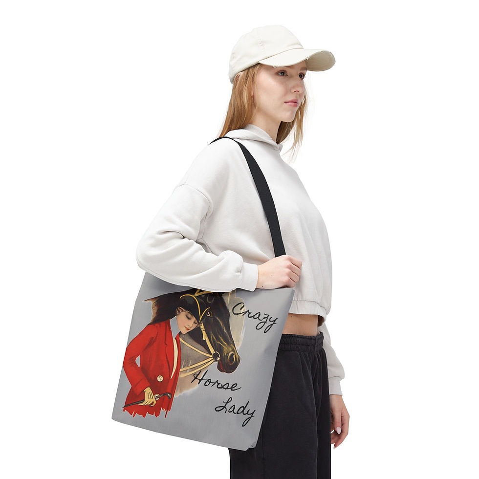 Thumbnail: Equestrian Tote Bag Crazy Horse Lady Vintage Art Deco Woman Artistic Gift 