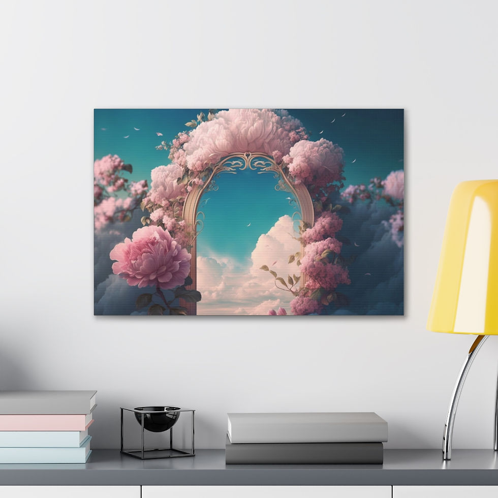 Thumbnail: Heavens Gate Canvas Art Print Art Deco Style Artwork Pink Roses Archway