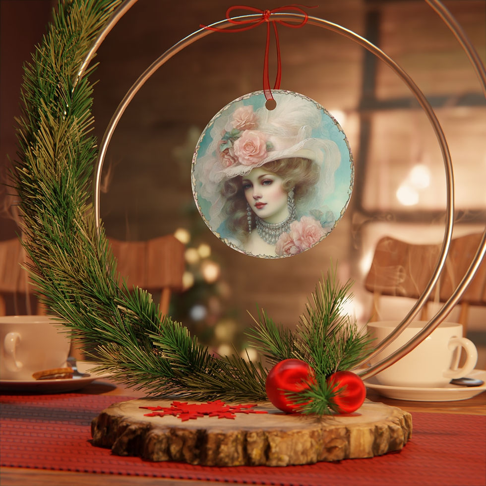 Thumbnail: Shabby Victorian Christmas Ornament Beautiful Woman Artistic Christmas Decor