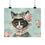 Miniatura: Shabby Cat Art Print Giclee Victorian Kitty in Hat Pink Roses Cat Lover Gift