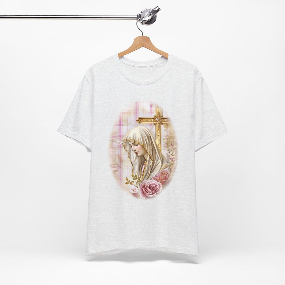 Thumbnail: Shabby Virgin Mary T-Shirt Ave Maria Religious Faith Art Tee Catholic Gifts