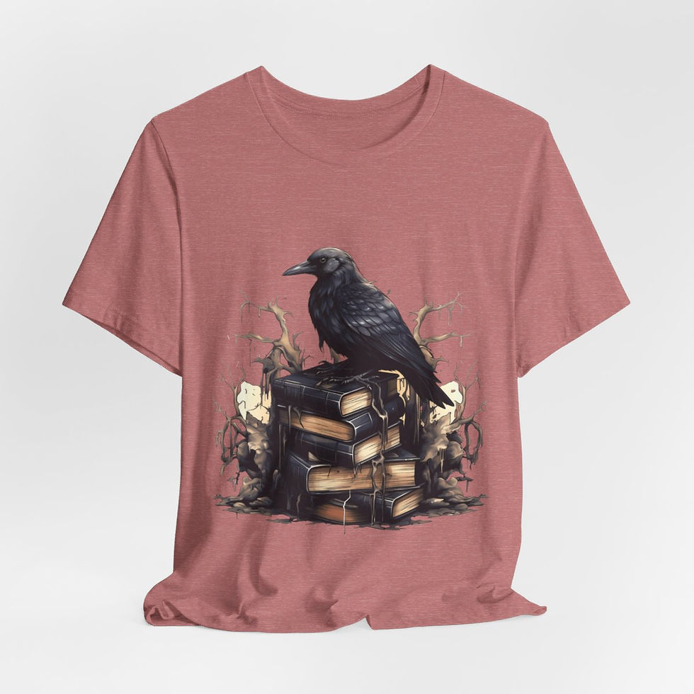 Thumbnail: Witchy T-Shirt Black Raven Spellbook Art Tee Esoteric Expressive Halloween Gifts