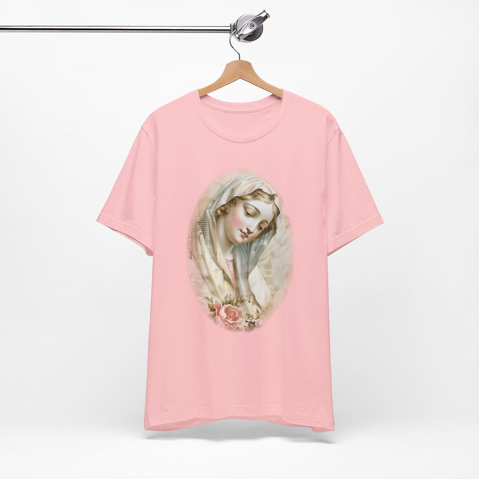 Thumbnail: Shabby Virgin Mary T-Shirt Ave Maria Religious Faith Art Tee Catholic Gifts