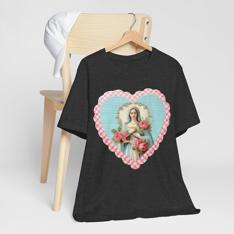Thumbnail: Shabby Virgin Mary T-Shirt Religious Faith Pastel Art Tee Vintage Catholic Gifts