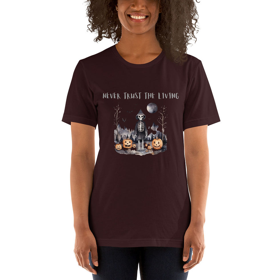 Thumbnail: Artistic T-shirt Never Trust the Living Halloween theme Unisex Tee