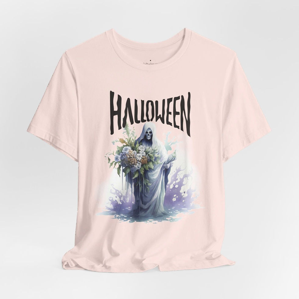 Thumbnail: Creepy Halloween T-Shirt Spooky Zombie Reaper Skeleton Art Tee Trendy Apparel