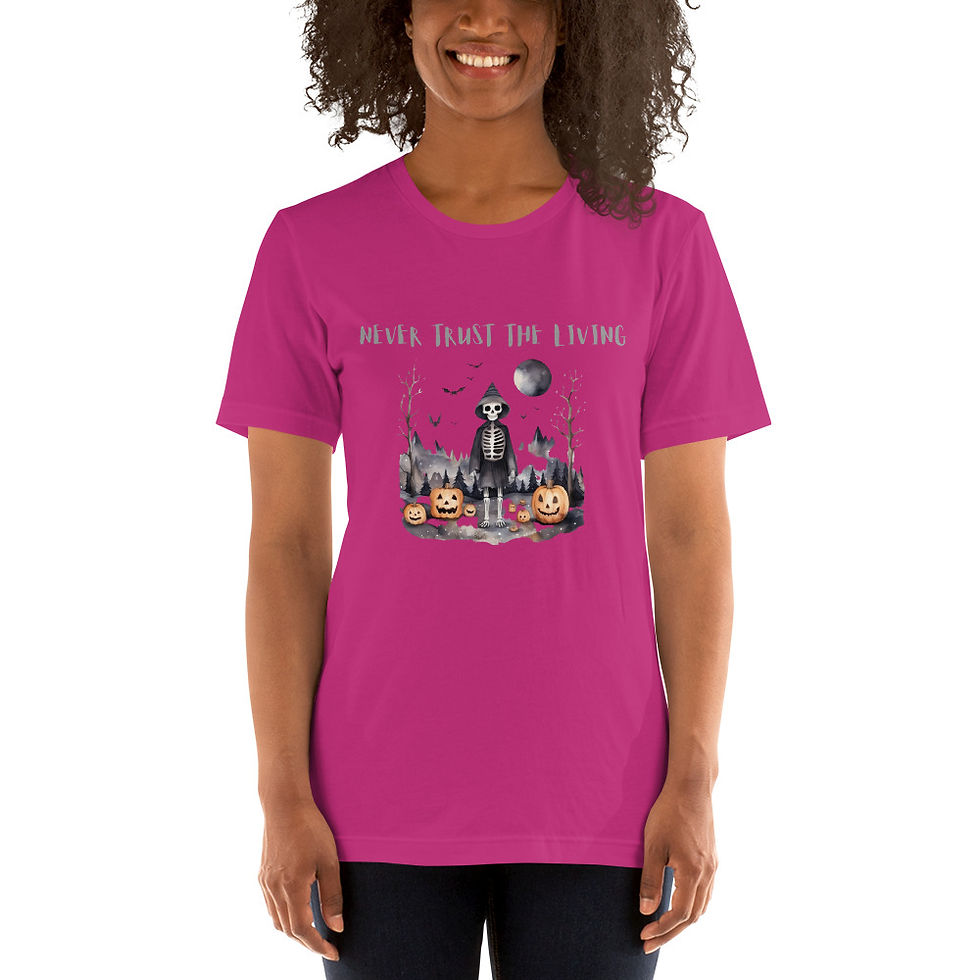 Thumbnail: Artistic T-shirt Never Trust the Living Halloween theme Unisex Tee