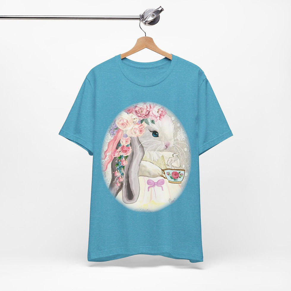 Thumbnail: Shabby T-Shirt Bunny having Tea Pink Roses Chic Art Tee Artistic Apparel & Gifts