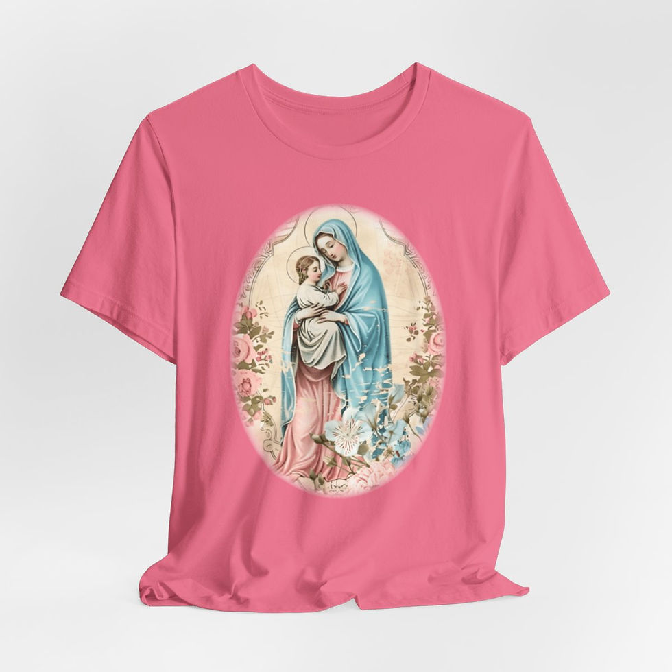 Thumbnail: Vintage Madonna & Child T-Shirt Shabby Virgin Mary Apparel Art Tee Catholic Gift