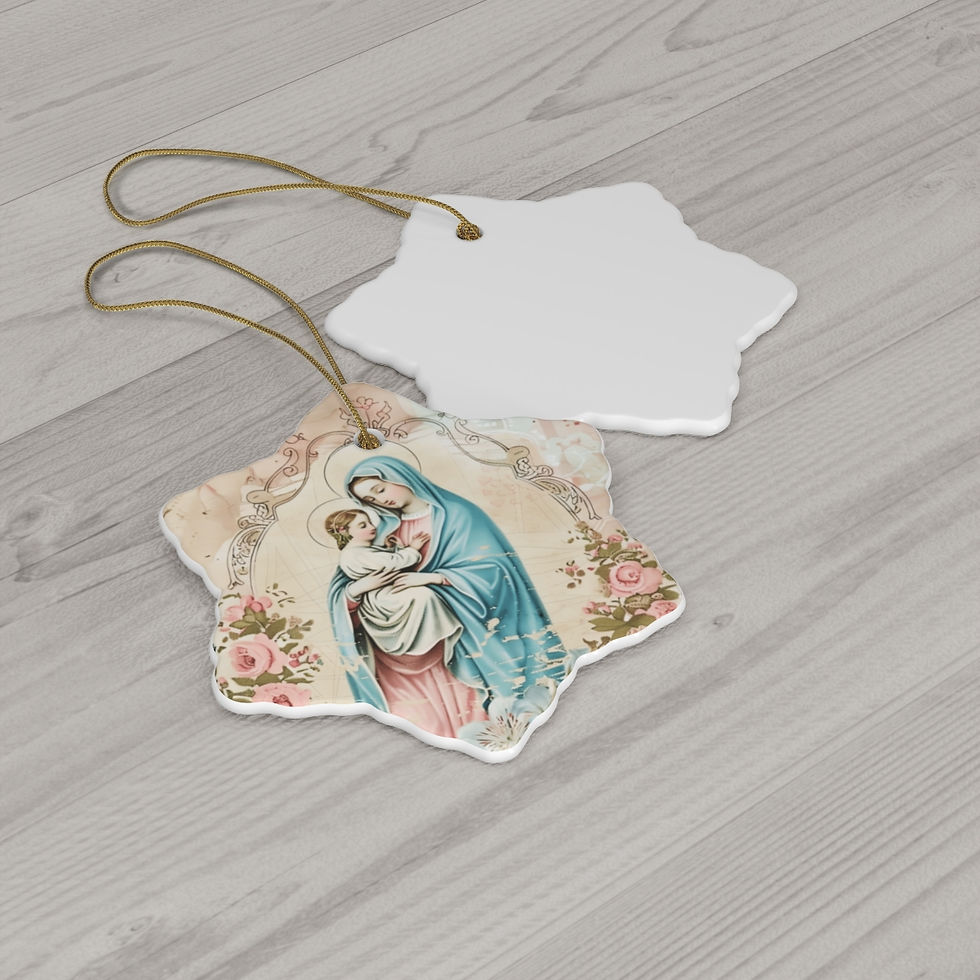 Thumbnail: Madonna & Child Ornament Retro Virgin Mary Ceramic Christmas Decor Catholic Gift