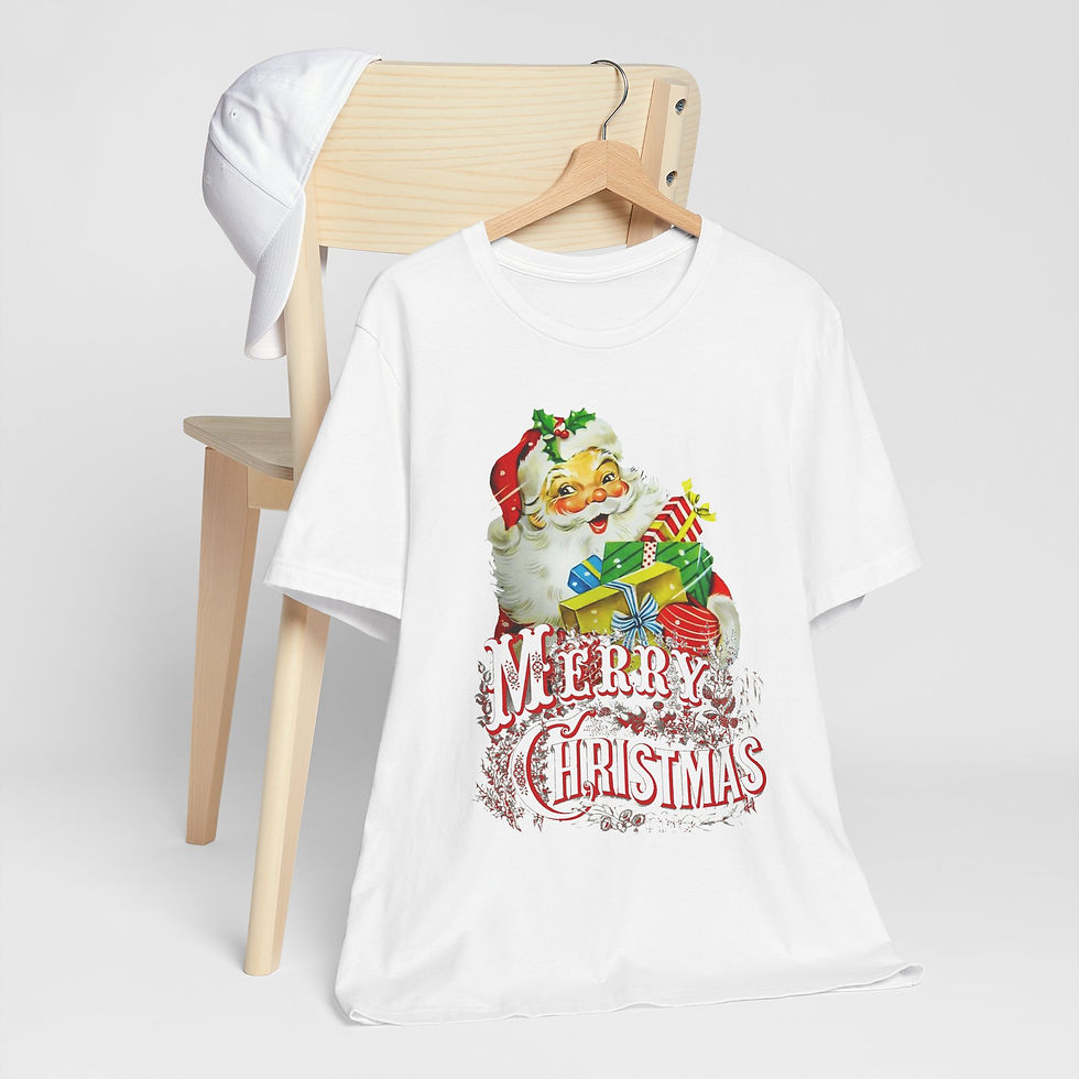 Thumbnail: Retro Santa Claus T-Shirt Merry Christmas Vintage Art Tee Holiday Apparel