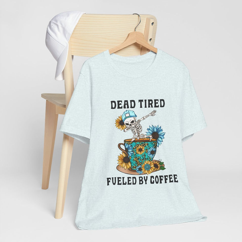 Thumbnail: Trendy Art T-Shirt Dead Tired Skeleton Sunflower Coffee Expressive Funny Gifts