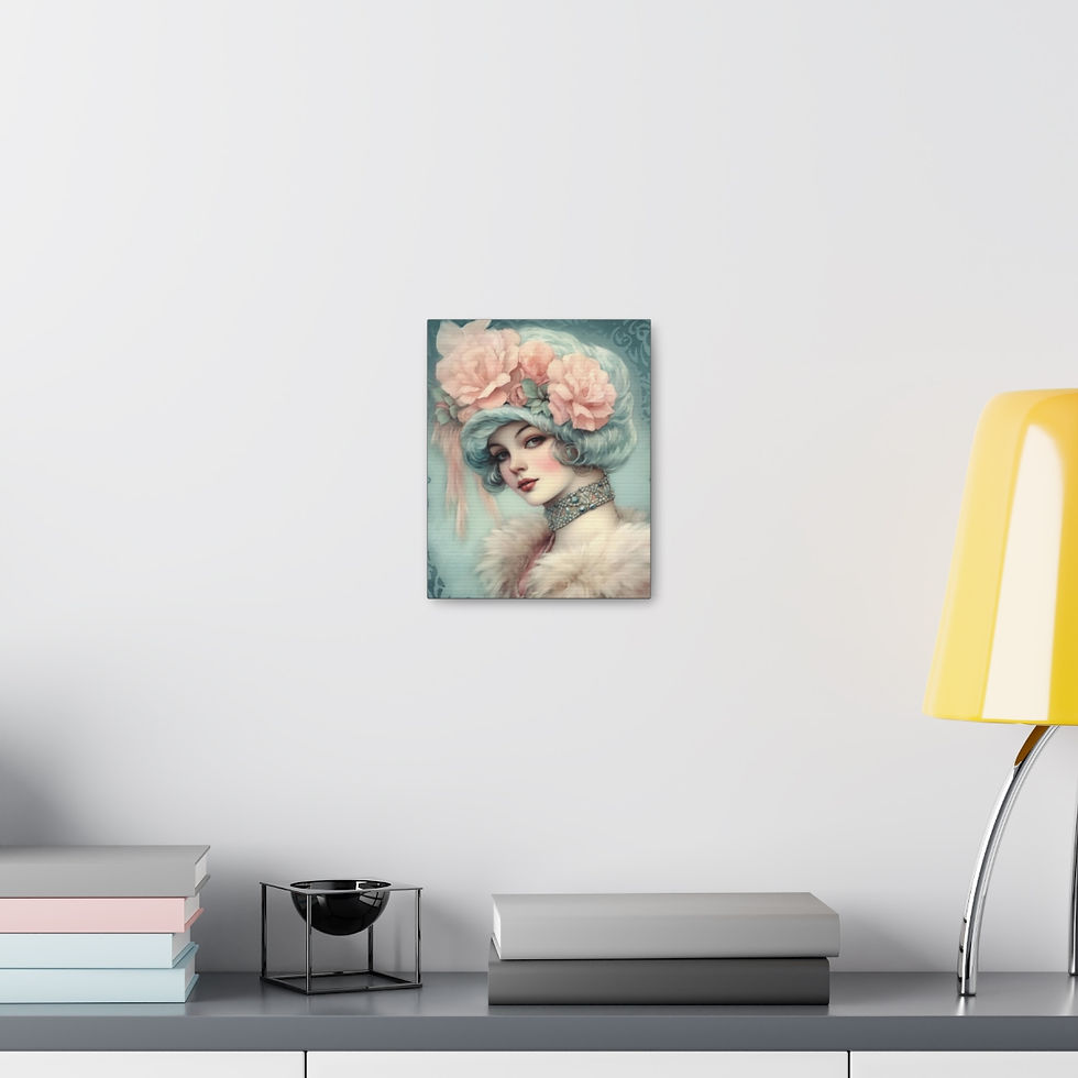 Thumbnail: Shabby Victorian Woman Watercolor Artwork Canvas Art Wrap French Wall Decor 