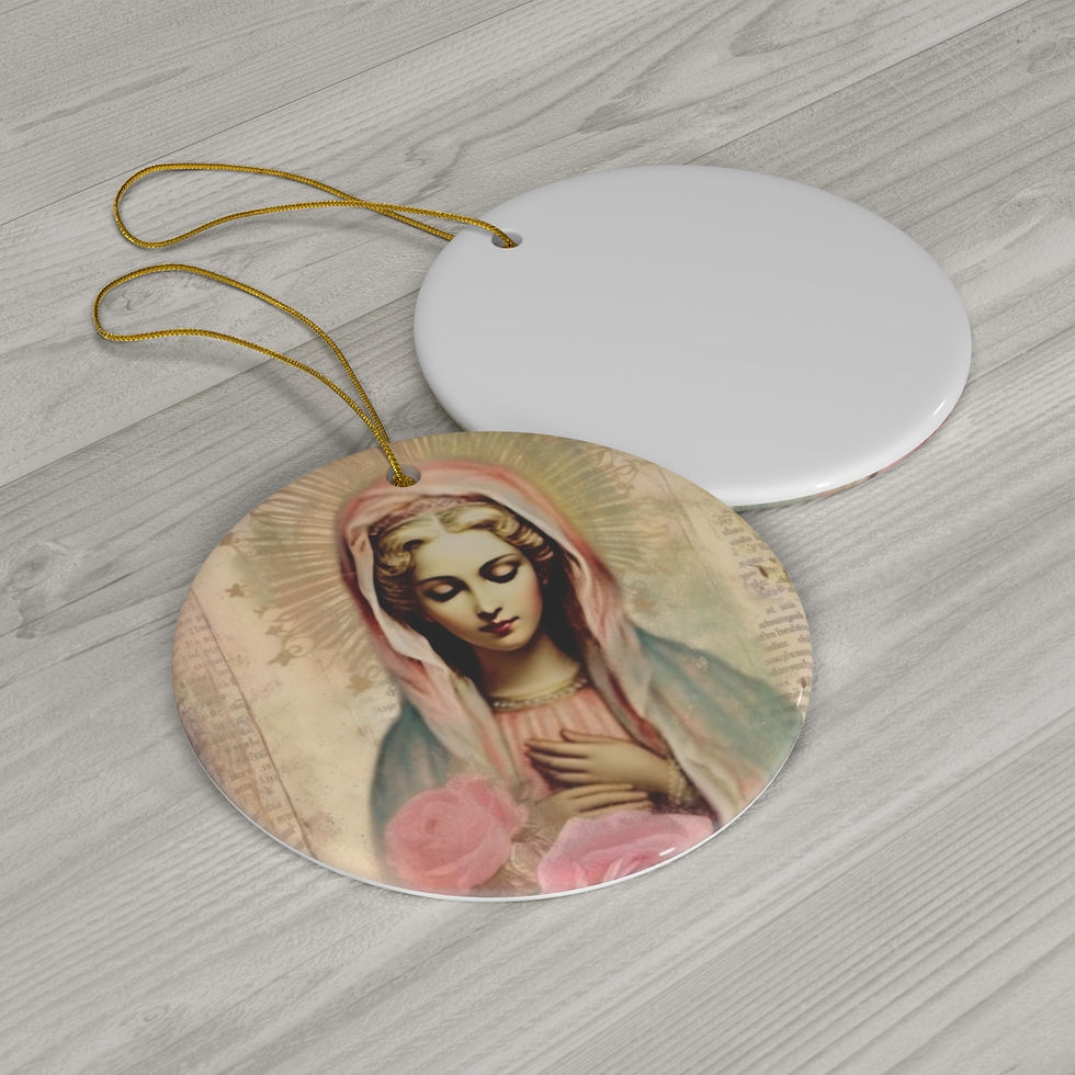 Thumbnail: Shabby Virgin Mary Ornament Madonna Pink Cottage Christmas Decor Catholic Gifts