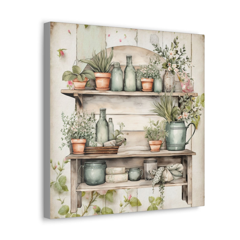 Thumbnail: Vintage Shabby Kitchen Canvas Art French Farmhouse Gardening Cottage Wall decor