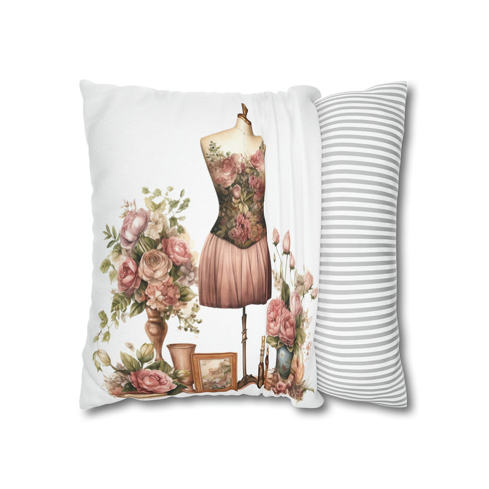 Thumbnail: White Artistic Throw Pillow cover Shabby French Victorian Roses Nostalgic decor