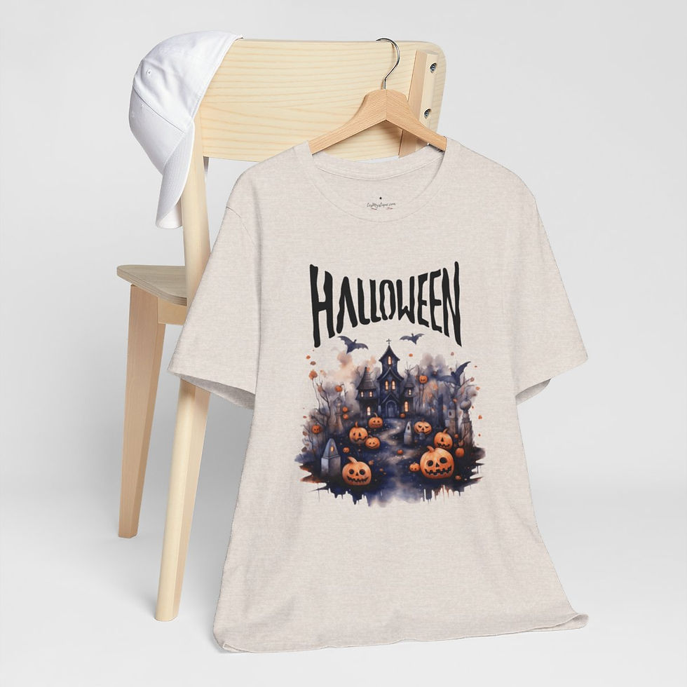 Thumbnail: Halloween T-Shirt Spooky Haunted House Art Fall Apparel Trendy Gift