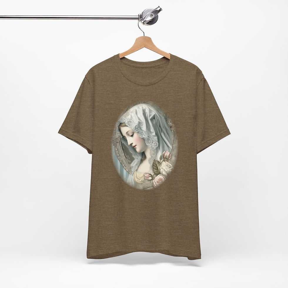 Thumbnail: Shabby Virgin Mary T-Shirt Ave Maria Religious Faith Art Tee Catholic Gifts