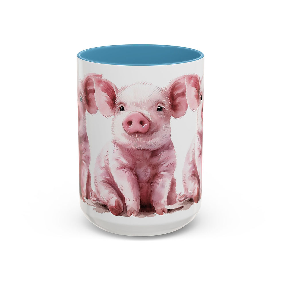 Thumbnail: Pig Lover Coffee Mug Sitting Pigs Pink Pigs Artistic Gift 