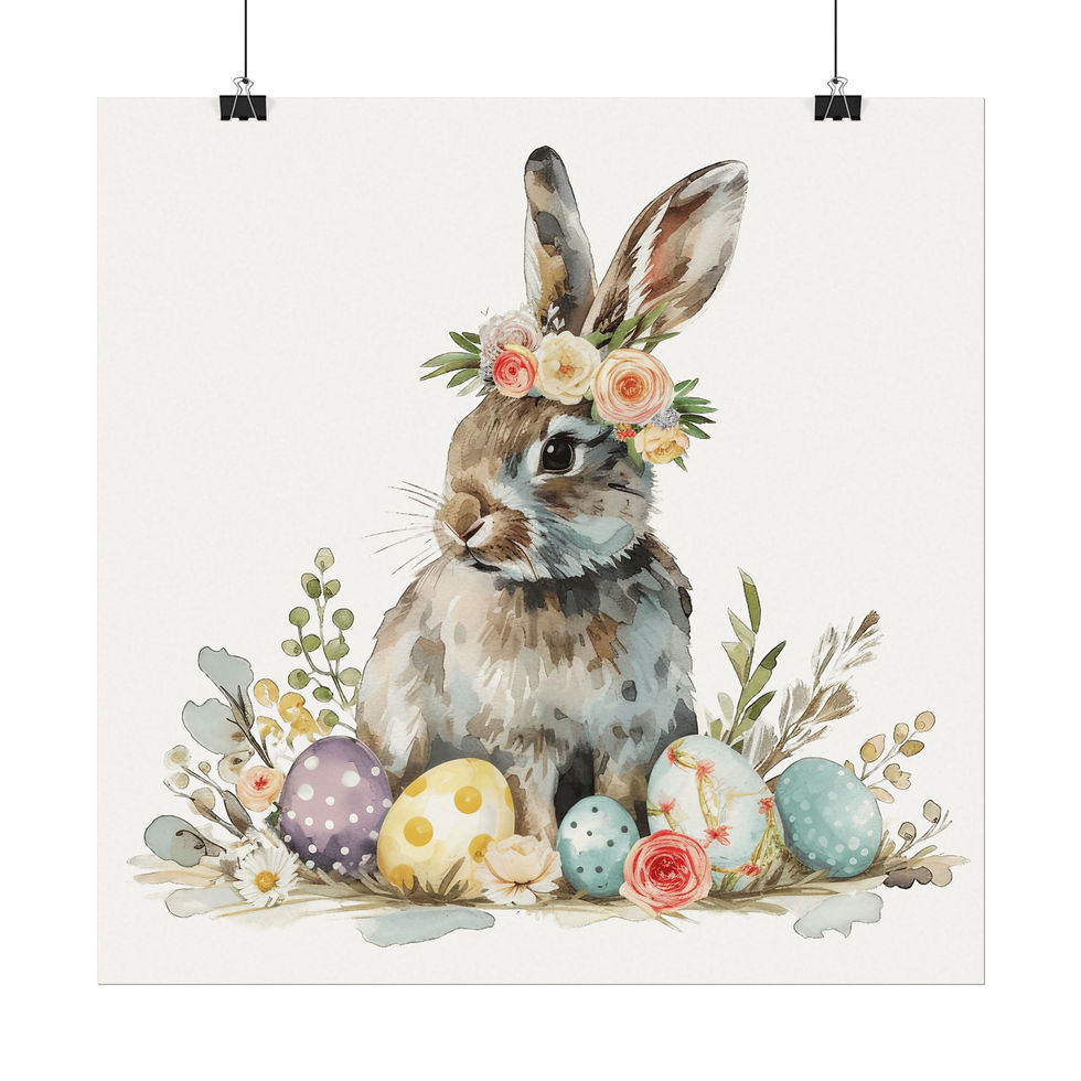 Thumbnail: Shabby Rabbit Watercolor Art Print Boho Bunny Spring Decor Cottage Farmhouse