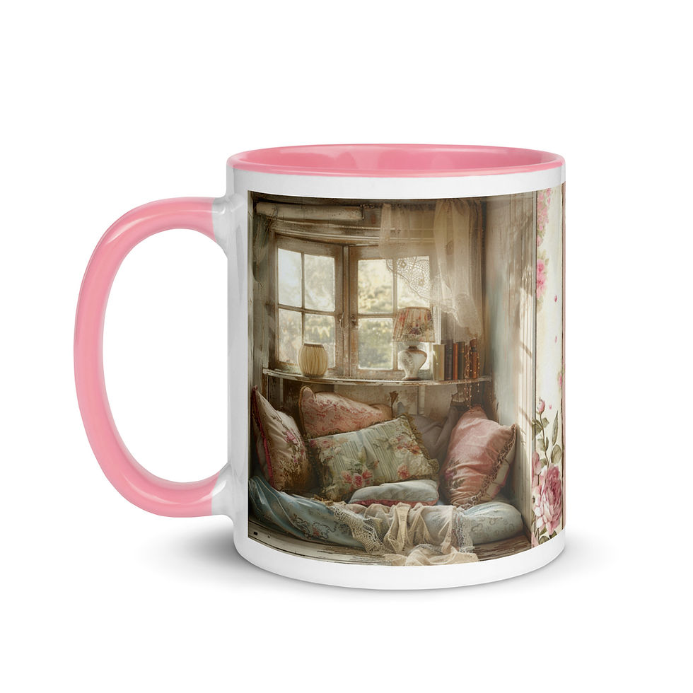Thumbnail: Shabby Book Lover Art Coffee Mug, Cozy Reading Themed Art on Gifts