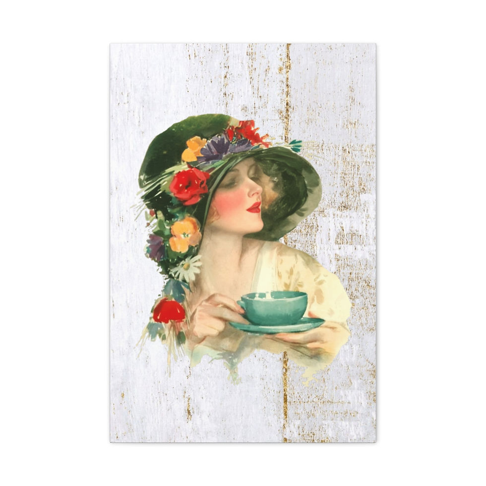 Thumbnail: Vintage Canvas Art Woman Having Tea Harrison Fisher Canvas Print Wall Decor 