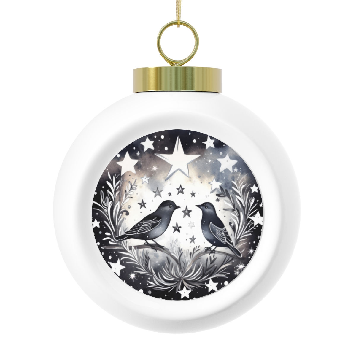 Black & White Christmas Ornament Starry Night Birds Art Ornament Trendy Decor