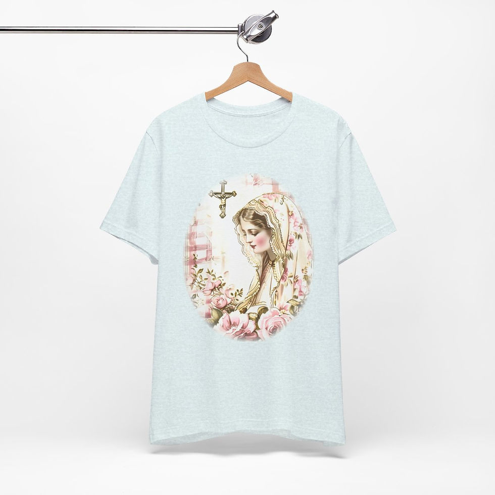 Thumbnail: Shabby Virgin Mary T-Shirt Ave Maria Religious Faith Art Tee Catholic Gifts
